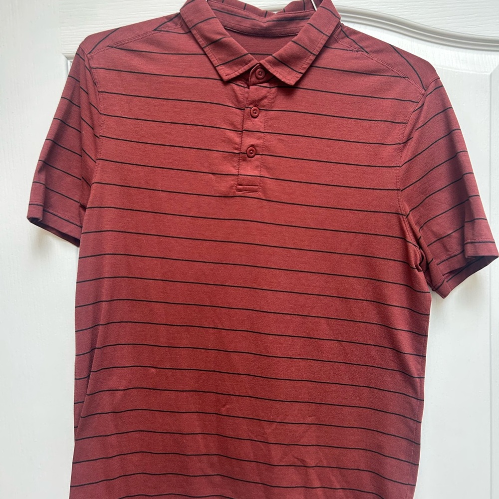 Lululemon Red Striped Polo size S
